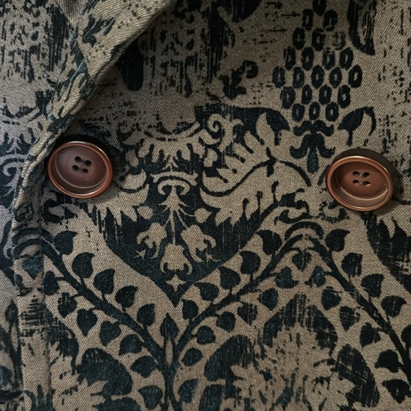 Jacquard/Damask peacoat - dark blue with faux fur collar - Picture 2 of 7